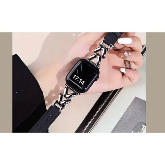 Luxury Silver & Black Watch Band - Picture 2 of 4